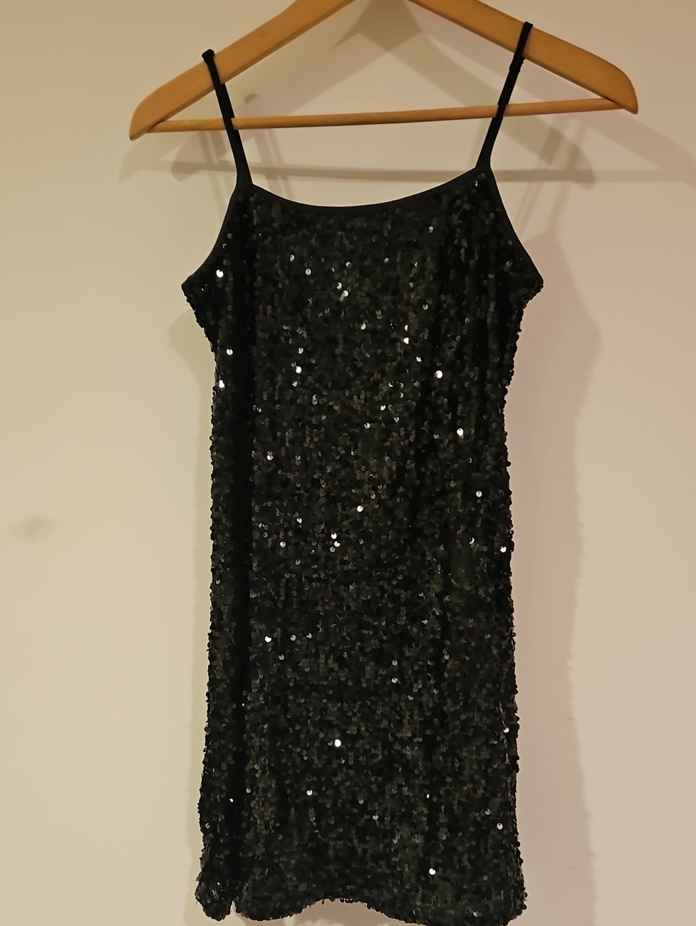 Black Sequin Slip Dress - Women's Evening Dress